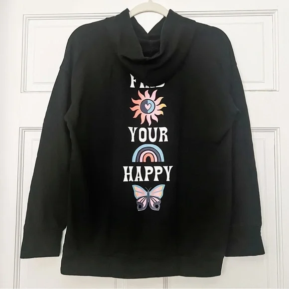 Old Navy Girls “Find Your Happy” Pullover Tunic Hoodie, Size XL (14-16) - Picture 2 of 9